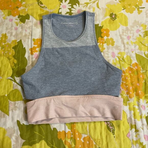 Outdoor Voices Tri Color Sports Bra Crop Top Slash Back XS - Picture 7 of 9
